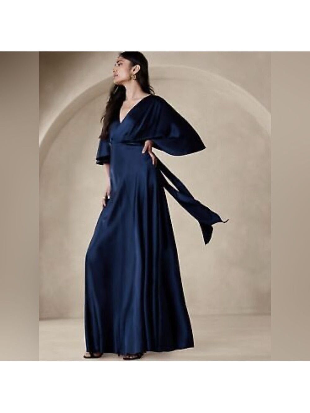 Banana Republic Aura Silk Old Money Quiet Luxury Feminine Formal Maxi Dress 2P